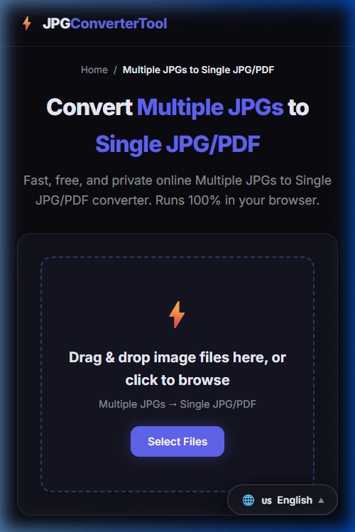 Open Merge JPG tool on iPhone